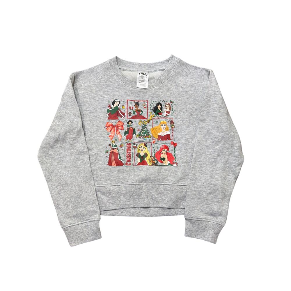 Disney Princess Christmas Pullover Gray Sweatshirt Size Small S 6-7